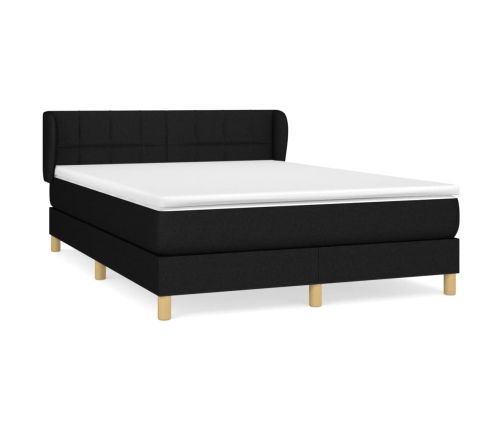 Cama box spring con colchón tela negro 140x190 cm