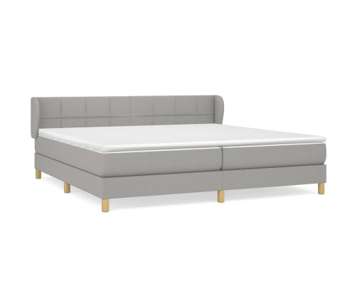 Cama box spring con colchón tela gris claro 200x200 cm