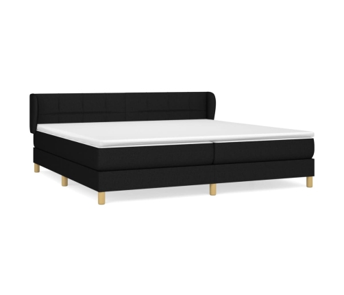 Cama box spring con colchón tela negro 200x200 cm