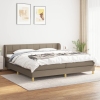 Cama box spring con colchón tela gris taupe 200x200 cm