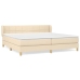 Cama box spring con colchón tela color crema 200x200 cm