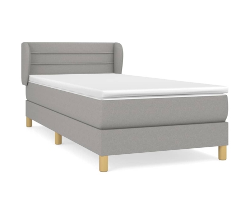 Cama box spring con colchón tela gris claro 90x200 cm