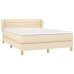 Cama box spring con colchón tela color crema 140x190 cm