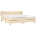 Cama box spring con colchón tela color crema 160x200 cm