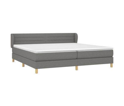 Cama box spring con colchón tela gris oscuro 200x200 cm