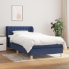 Cama box spring con colchón tela azul 90x190 cm