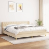 Cama box spring con colchón tela color crema 200x200 cm