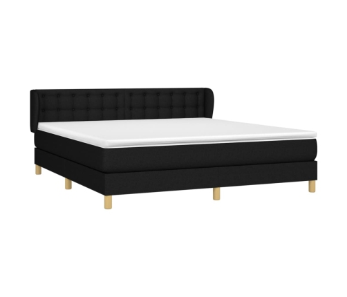 Cama box spring con colchón tela negro 180x200 cm