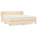 Cama box spring con colchón tela color crema 180x200 cm
