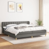 Cama box spring con colchón tela gris oscuro 200x200 cm