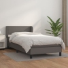 Cama box spring con colchón cuero sintético gris 80x200 cm