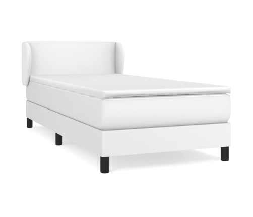 Cama box spring con colchón cuero sintético blanco 90x190 cm