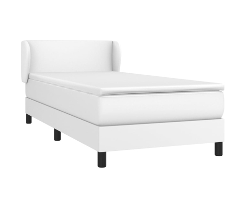 Cama box spring con colchón cuero sintético blanco 90x190 cm