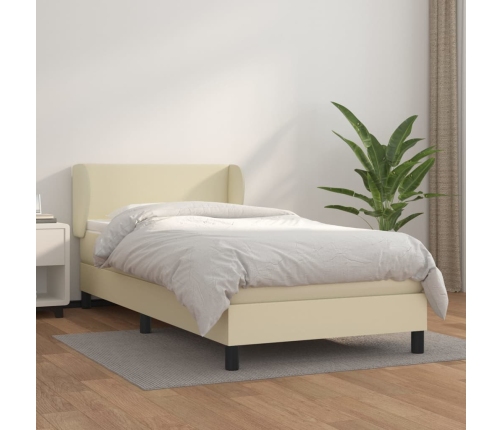 Cama box spring con colchón cuero sintético crema 100x200 cm