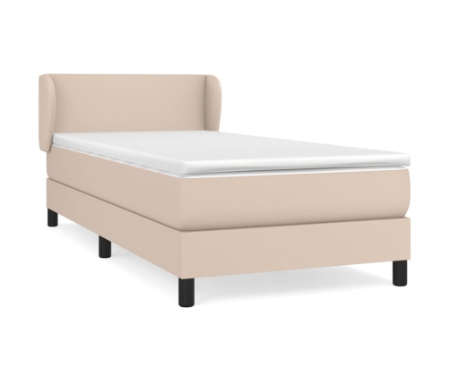 Cama box spring con colchón cuero sintético capuchino 100x200cm