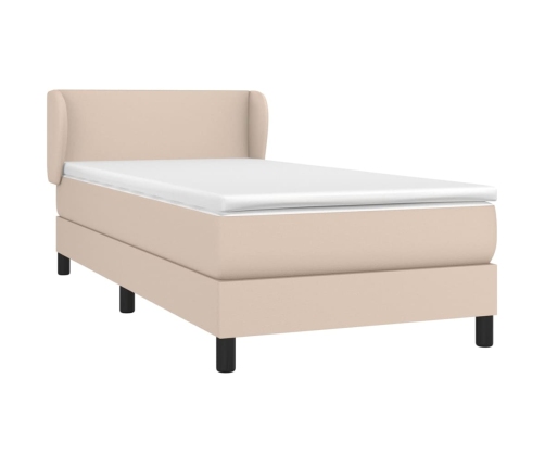 Cama box spring con colchón cuero sintético capuchino 100x200cm