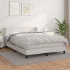 Cama box spring con colchón cuero sintético blanco 140x190 cm