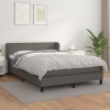 Cama box spring con colchón cuero sintético gris 140x190 cm