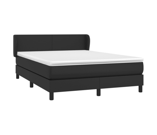 Cama box spring con colchón cuero sintético negro 140x200cm