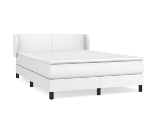 Cama box spring con colchón cuero sintético blanco 140x200cm