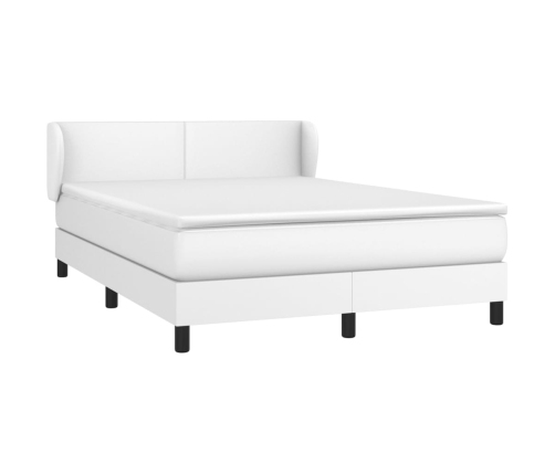 Cama box spring con colchón cuero sintético blanco 140x200cm