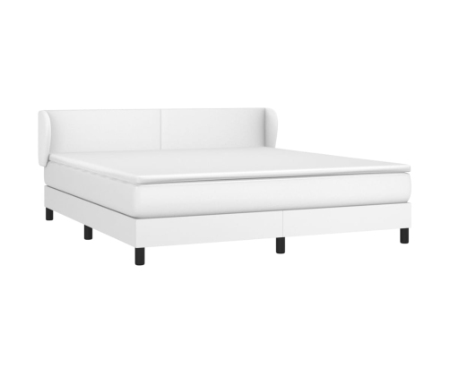 Cama box spring con colchón cuero sintético blanco 160x200 cm