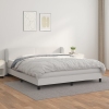 Cama box spring con colchón cuero sintético blanco 160x200 cm