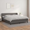 Cama box spring con colchón cuero sintético gris 160x200 cm