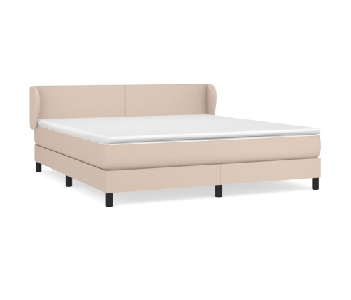 Cama box spring con colchón cuero sintético capuchino 160x200cm