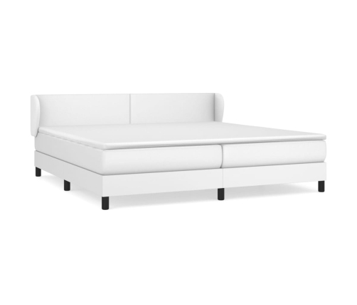 Cama box spring con colchón cuero sintético blanco 200x200 cm