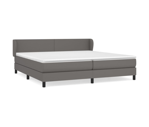 Cama box spring con colchón cuero sintético gris 200x200 cm