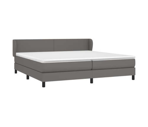 Cama box spring con colchón cuero sintético gris 200x200 cm