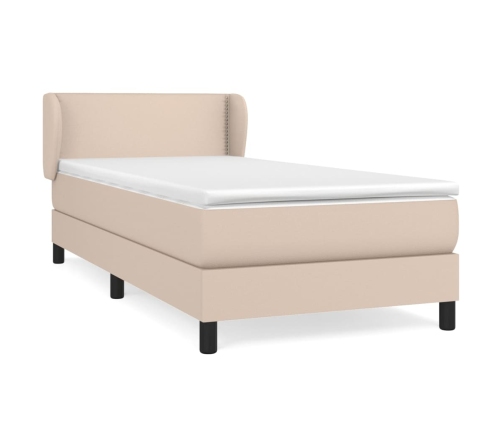 Cama box spring con colchón cuero sintético capuchino 90x190 cm