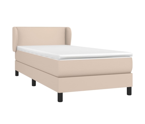 Cama box spring con colchón cuero sintético capuchino 90x190 cm