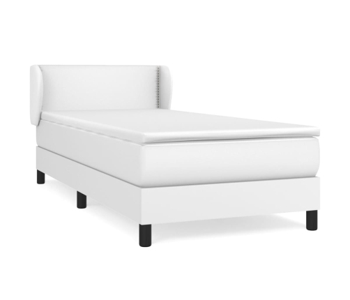 Cama box spring con colchón cuero sintético blanco 100x200 cm