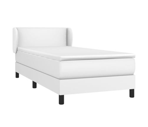 Cama box spring con colchón cuero sintético blanco 100x200 cm