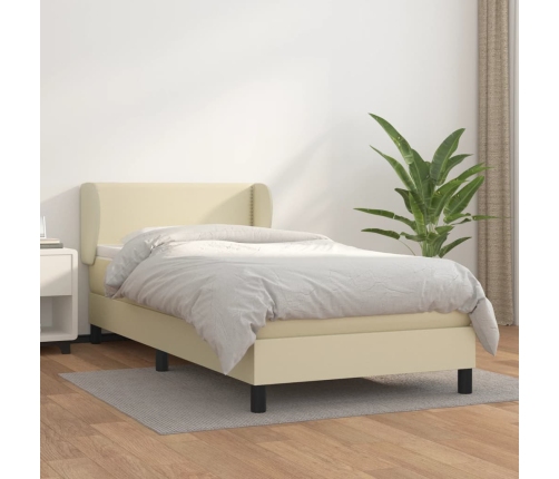 Cama box spring con colchón cuero sintético crema 100x200 cm