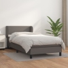 Cama box spring con colchón cuero sintético gris 100x200 cm