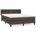 Cama box spring con colchón cuero sintético marrón 140x190 cm