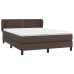 Cama box spring con colchón cuero sintético marrón 140x190 cm