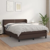 Cama box spring con colchón cuero sintético marrón 140x190 cm