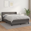 Cama box spring con colchón cuero sintético gris 140x190 cm