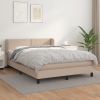 Cama box spring con colchón cuero sintético capuchino 140x190cm