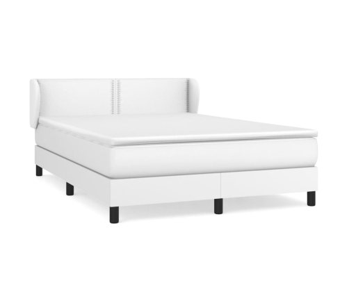 Cama box spring con colchón cuero sintético blanco 140x200cm