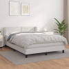 Cama box spring con colchón cuero sintético blanco 140x200cm