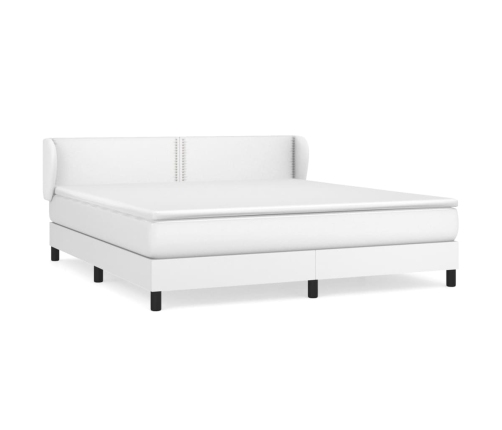 Cama box spring con colchón cuero sintético blanco 160x200 cm