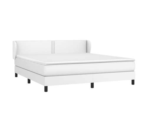 Cama box spring con colchón cuero sintético blanco 160x200 cm