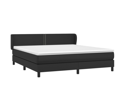 Cama box spring con colchón cuero sintético negro 180x200 cm