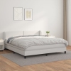 Cama box spring con colchón cuero sintético blanco 180x200 cm