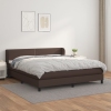 Cama box spring con colchón cuero sintético marrón 180x200 cm